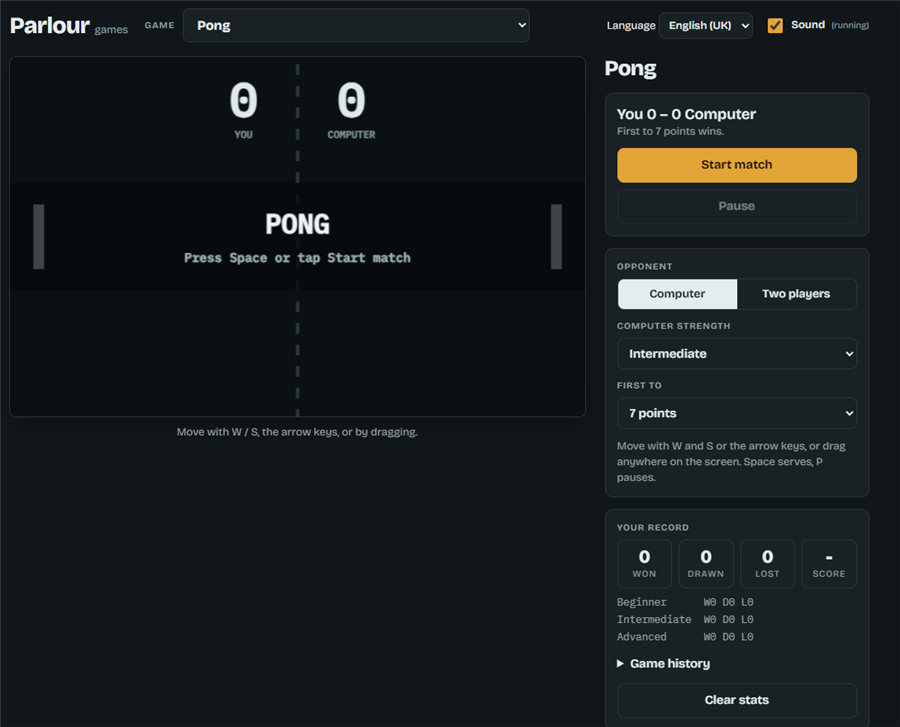 Parlour Pong match